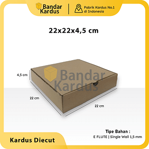 KARDUS CORRUGATED 22x22x4,5CM | DIE CUT | KOTAK KARTON | BOX PACKING PIZZA SOUVENIR SINGLE WALL
