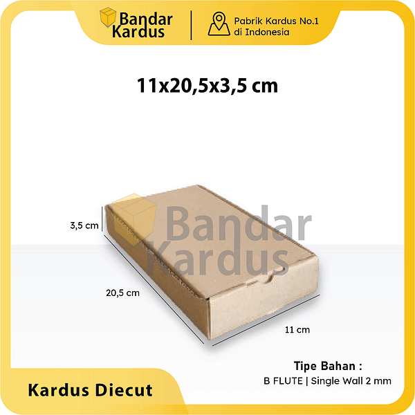 Kardus Die Cut Aksesoris Polos 11x20,5x3,5cm Single Wall