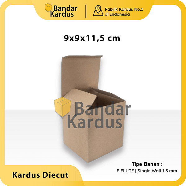 BOX DIECUTE 9x9x11,5cm kardus die cut Polos untuk kue hampers gift box SINGLE WALL