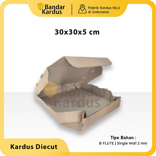 KARDUS CORRUGATED 30x30x5CM | DIE CUT | KOTAK KARTON | BOX PACKING PIZZA SOUVENIR PIZZA