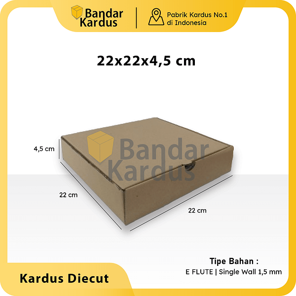 KARDUS CORRUGATED 22x22x4,5CM | DIE CUT | KOTAK KARTON | BOX PACKING PIZZA SOUVENIR SINGLE WALL