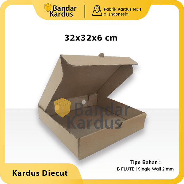 Kardus box 32x32x6cm (ECER) Diecut dus pizza donut packing baju kerudung aksesoriskotak aksesories kue